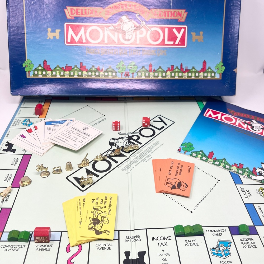 VINTAGE Monopoly Deluxe Anniversary Edition COMPLETE Parker Brothers 1985